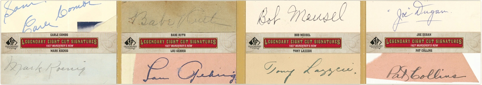 2011 SP Legendary Cuts "Legendary Eight Cut Signatures - Murderers Row" Multi-Signature Card (#1/1) – Featuring Babe Ruth, Lou Gehrig and Tony Lazzeri